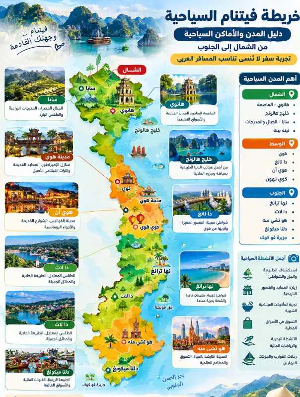 خريطة فيتنام السياحية بالعربي